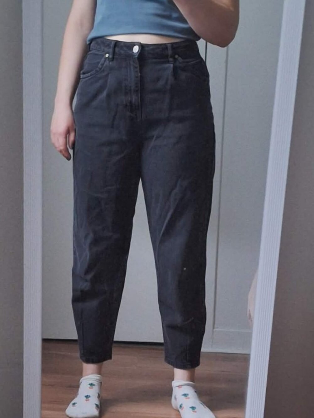 Twik/Simons black barrel jeans size 27